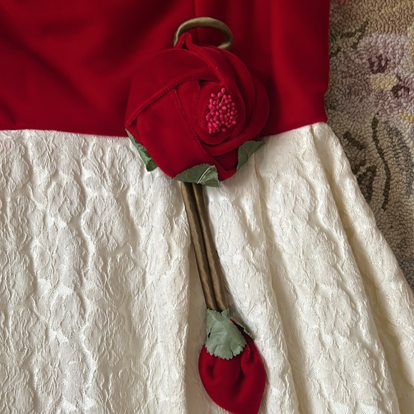 STUNNING VINTAGE VELVET ROSE DRESS - Picture 2 of 8
